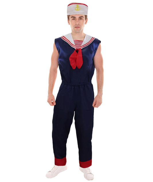 Men's Retro Sailor Costume | Blue & Red Fancy Costume