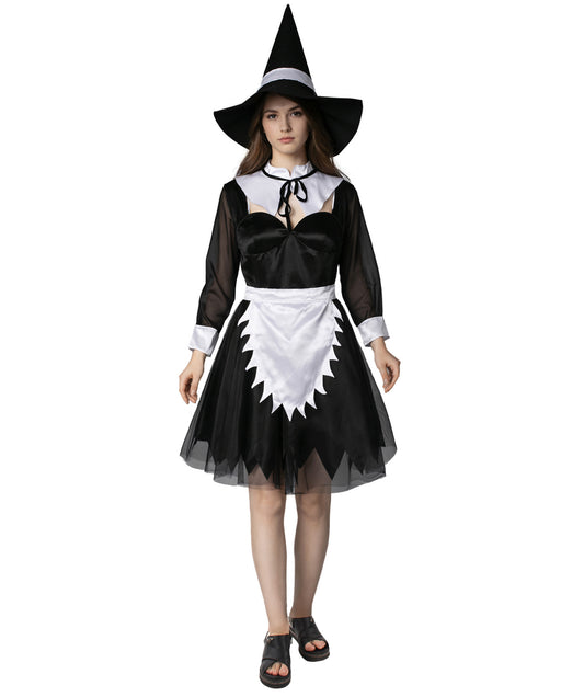 Women's Salem Costume Black & White Fancy Costume