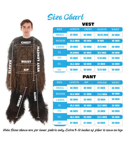 Unisex Hairy Warrior Ape Military Leader Resistance Fighter Yeti Dark Brown- Fancy Costume