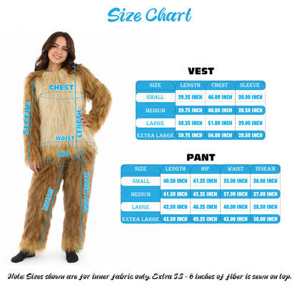 Furry Fox Collection | Women's White and Brown Straight Long Furry Fox Fancy  Costume with Tail