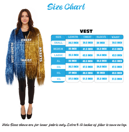 HPO Carnival multicolor Two Tone Thin Tinsel Costume Jacket, Perfect for Halloween , Flame-retardant Tinsel Material