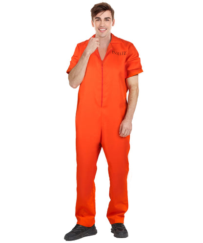 Men’s Orange Convict Criminal Prisoner Uniform Costume | Multiple Size Options