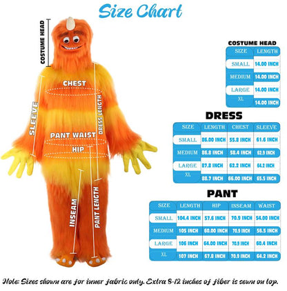 Unisex Animated Movie Orange Monster Costume Set, Best for Halloween, Flame-retardant Synthetic Materials