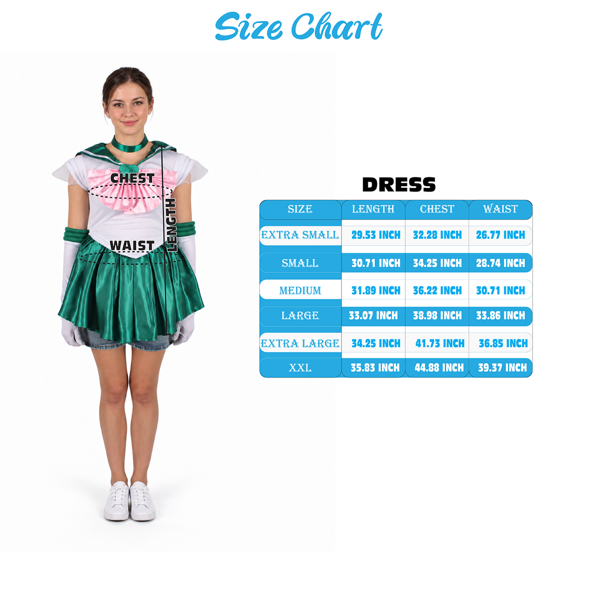 Women's Sailor Anime Girl Costume I Best for Halloween I Flame-retardant Synthetic Fiber