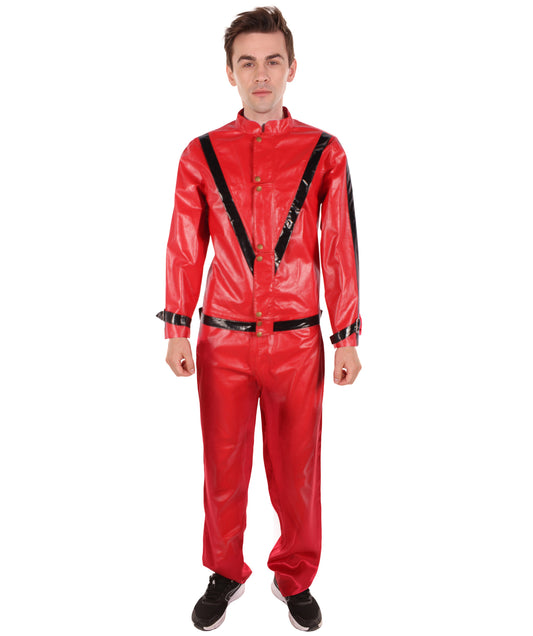 HPO Men's American Singer Thriller Red Costume Jacket | Perfect for Halloween | Flame-retardant Synthetic Fabric