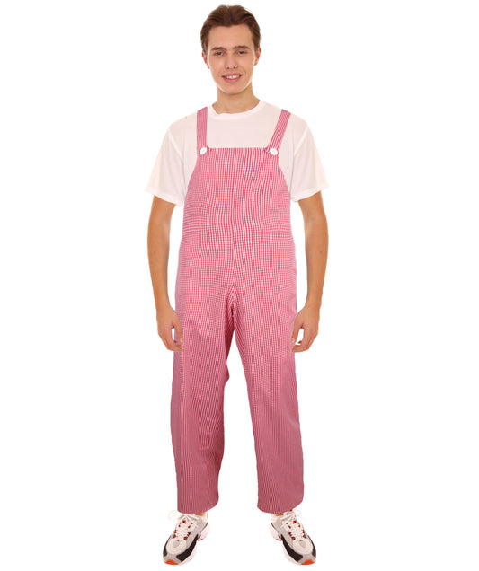 HPO Adult Men's Checkered Overalls Game Day Costume I Perfect for Halloween I Flame-retardant Synthetic Fabric