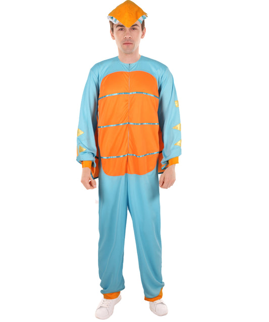 HPO Adult Men's Blue Dinosaur Costume I Perfect for Halloween I Flame-retardant Synthetic Fabric