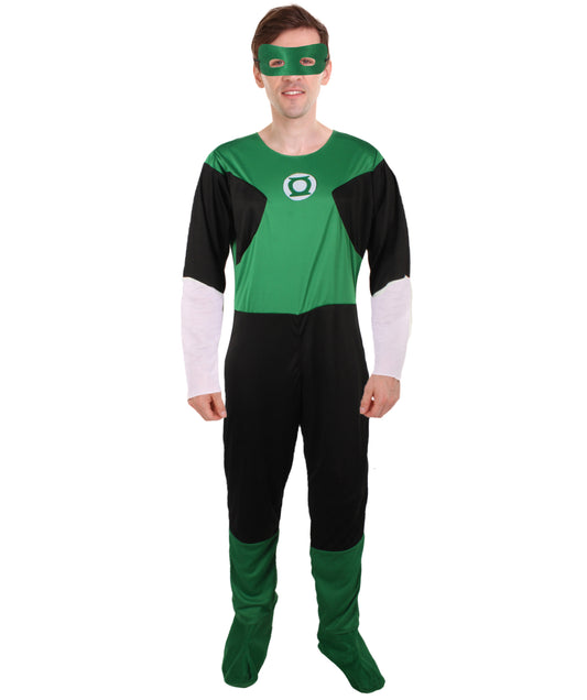 HPO Men's Comic Movie Green & Black Pilot Superhero Costume I Suitable for Halloween I Flame-retardant Synthetic Fabric