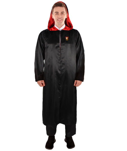 HPO Men's Fantasy Novel Series Wizard Black Robe Cloak Costume | Suitable for Halloween | Flame-retardant Synthetic Fabric