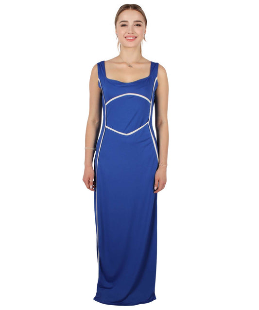 HPO Women's Blue Long Maxi Bodycon Dress Costume | Perfect for Halloween | Flame-retardant Synthetic Fabric