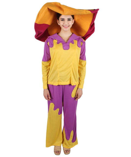 HPO Women's Drag Queen Purple and Yellow Costume | Perfect for Halloween | Flame-retardant Synthetic Fabric