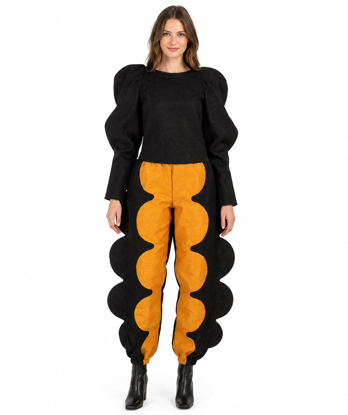HPO Women's Runaway Show Black & Yellow Full Costume | Perfect for Halloween| Flame-retardant Synthetic Fabric