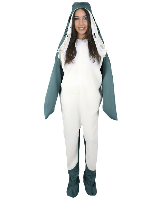 HPO White and Blue Shark Blanket Hoodie Onesie I Perfect for Halloween I Flame-retardant Synthetic Fabric