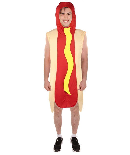 HPO Hooded Lightweight Yellow and Red Hot Dog Costume I Perfect for Halloween I Flame-retardant Synthetic Fabric