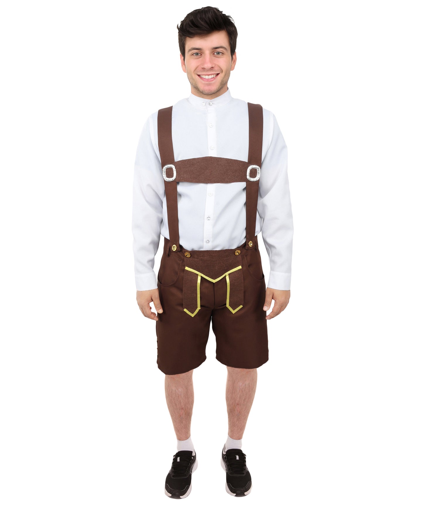 HPO Men’s Genuine Leather Authentic German White & Brown Costume – Traditional Bavarian Outfit