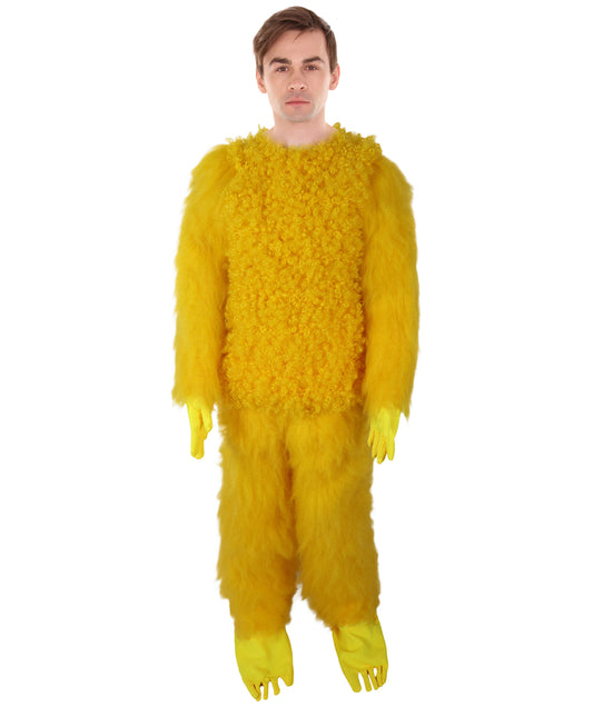 HPO Adult Unisex Yellow Big-Eyed Creature Fur Costume, Bundle With Mask Set | Full Body Fantasy Animal Suit for Halloween, Themed Events