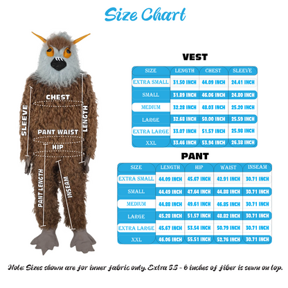 HPO Unisex Furry 75 Inch Blue Horned Multiple Monster Costume Set with Head Mask| Perfect for Halloween| Flame-retardant Synthetic Fabric