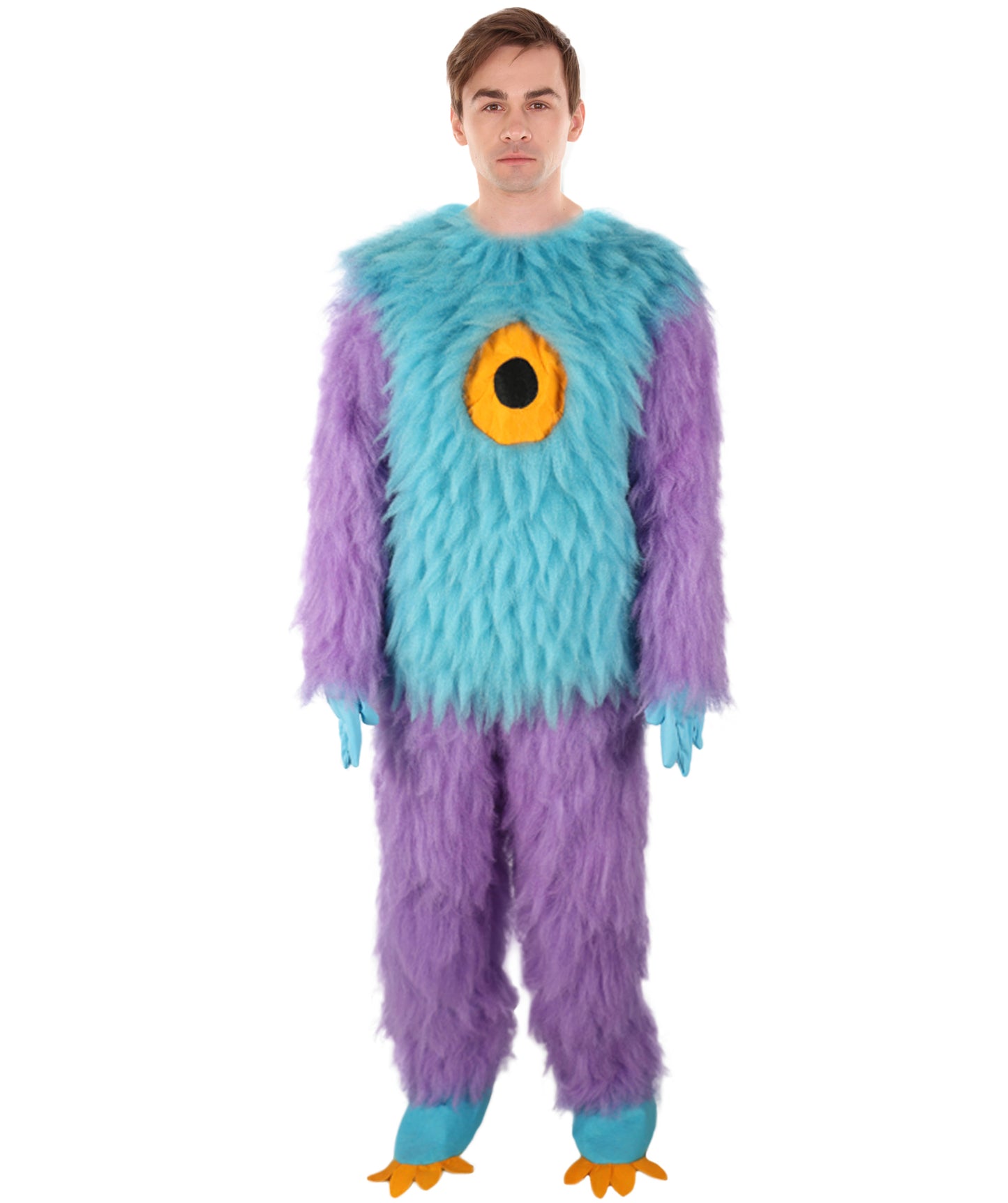 HPO Adult Unisex Furry Rainbow Monster Costume & Bundel Set with Mask | Perfect for Halloween| Flame-retardant Synthetic Fabric