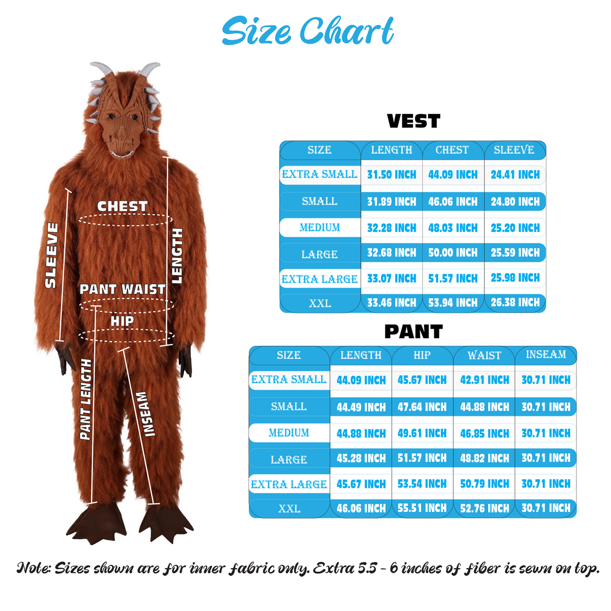 HPO Unisex Furry Monster 72-inch Full-Body Brown Beast Costume Set with Head Mask| Perfect for Halloween| Flame-retardant Synthetic Fabric