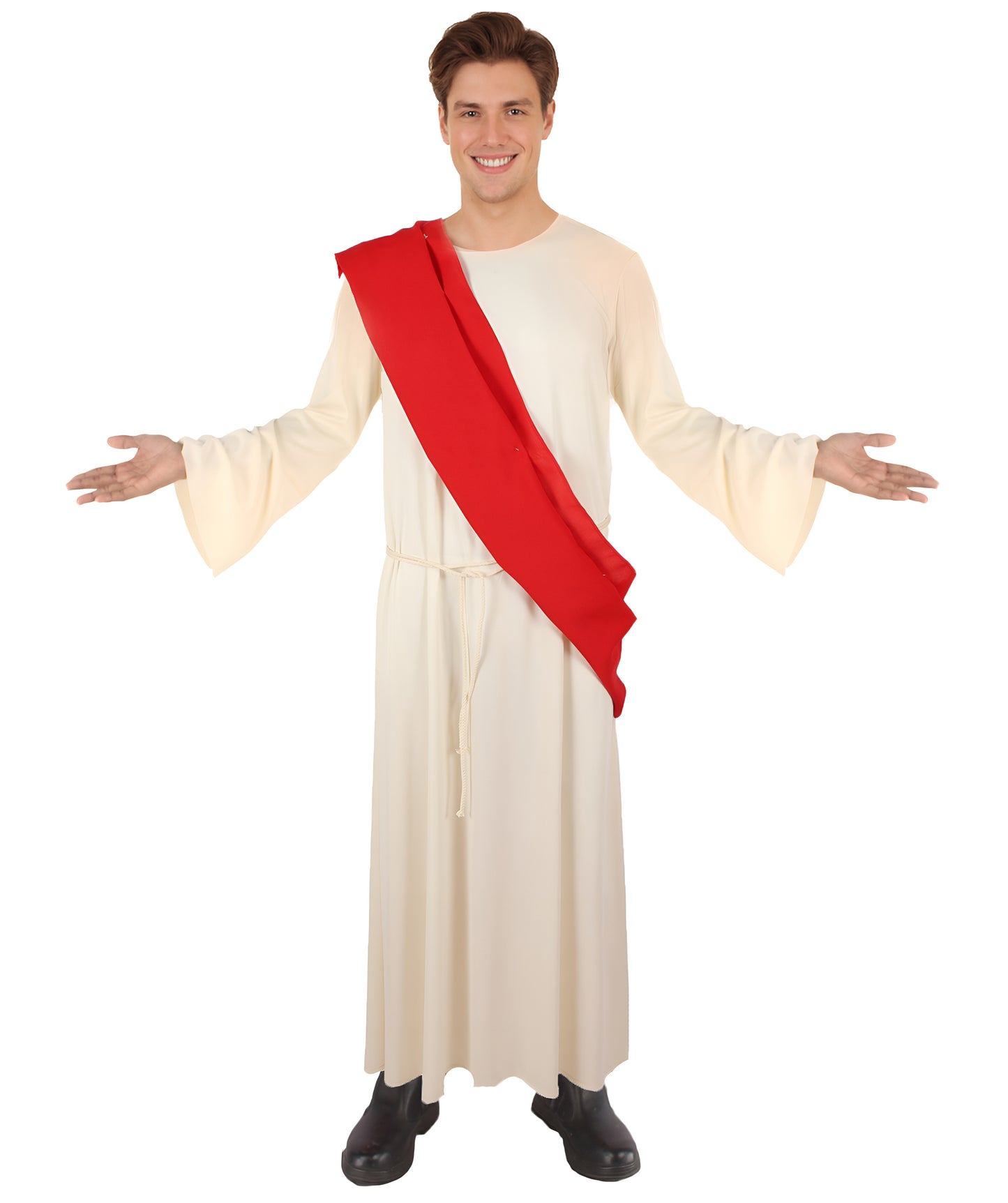 HPO Men's Jesus Costume with Jesus Wig and Mustache | Suitable for Halloween Multiple | Flame-retardant Synthetic Fabric