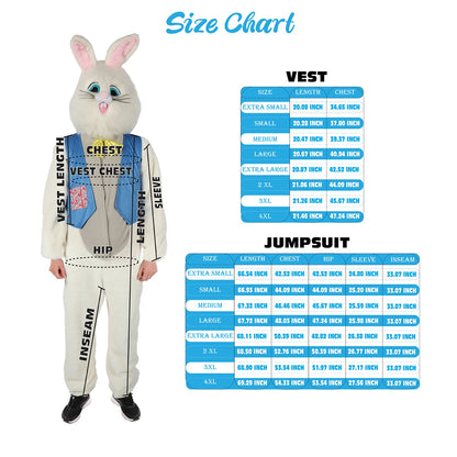 HPO Unisex/Teen  Fance Blue Eastern Bunny Costume Set | Suitable for Halloween | Flame-retardant Synthetic Fabric