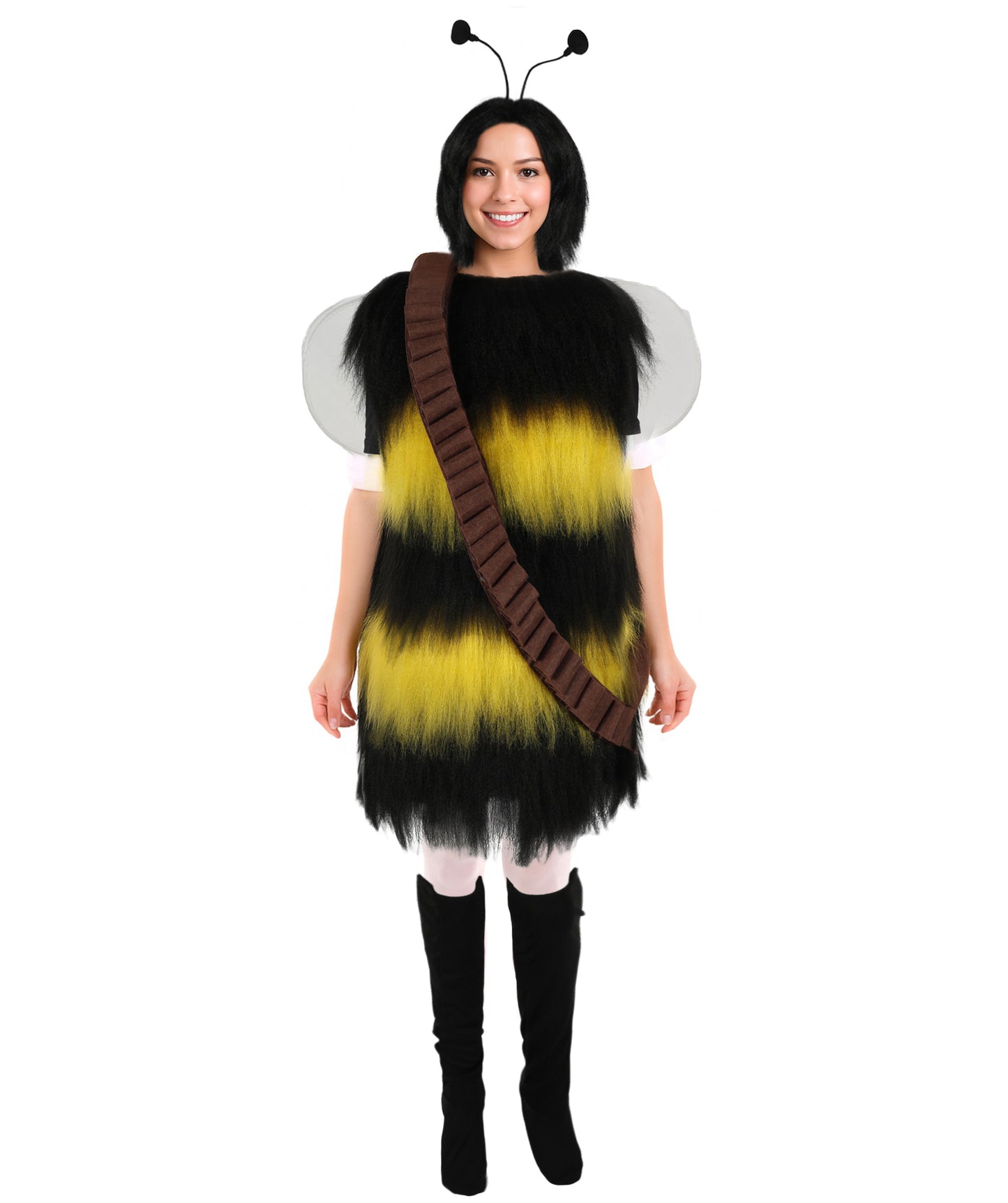 HPO Multicolor Short Killer Bee Costume | Suitable for Halloween | Synthetic Fabric
