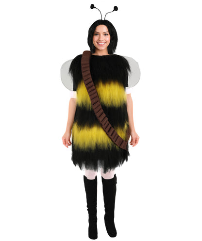 HPO Multicolor Short Killer Bee Costume | Suitable for Halloween | Synthetic Fabric