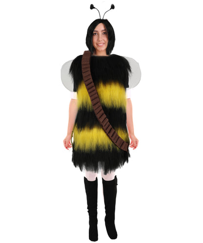 HPO Multicolor Short Killer Bee Costume | Suitable for Halloween | Synthetic Fabric