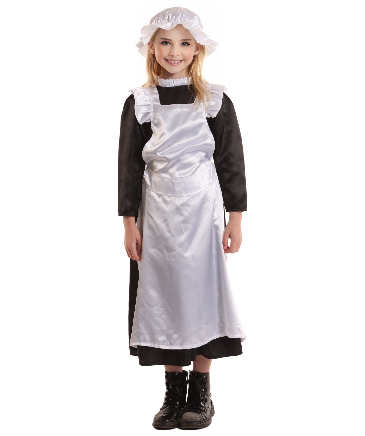 HPO Classic Maid Girls Black and White Victorian Costume for Teen | Suitable for Halloween | Flame-retardant Synthetic Fabric