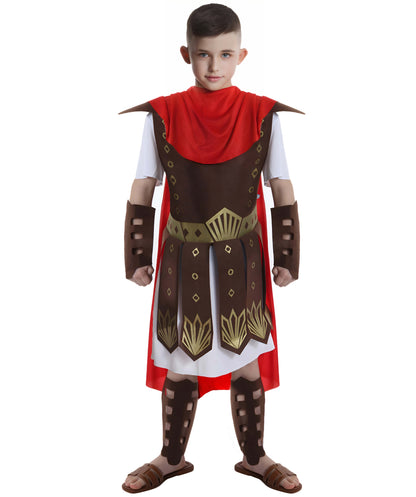 HPO Teen Warrior Knight Historical Roman Soldier Boy Gladiator Costume | Suitable for Halloween | Flame-retardant Synthetic Fabric