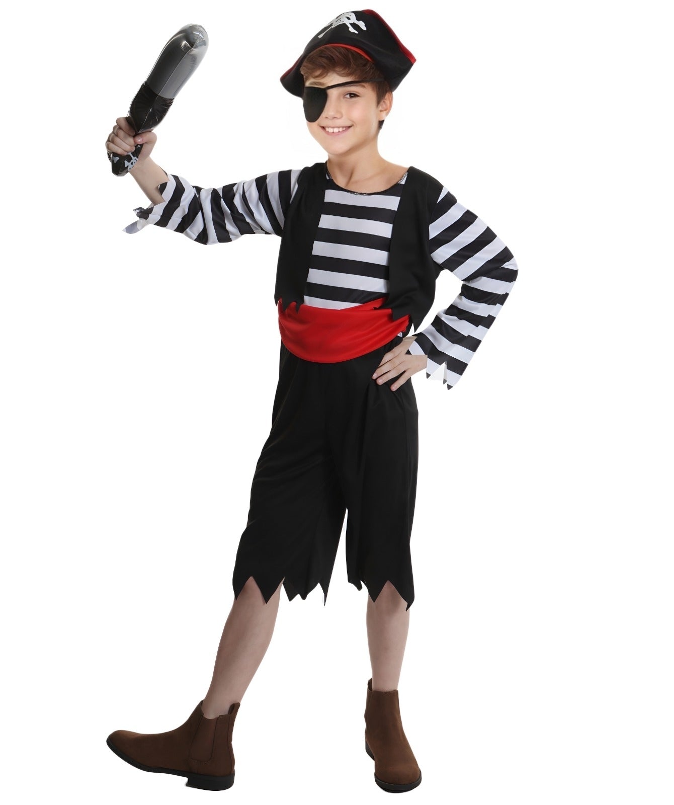 HPO Teen's Classic Buccaneer Boy Pirate Costume and Accessories | Suitable for Halloween | Flame-retardant Synthetic Fabric