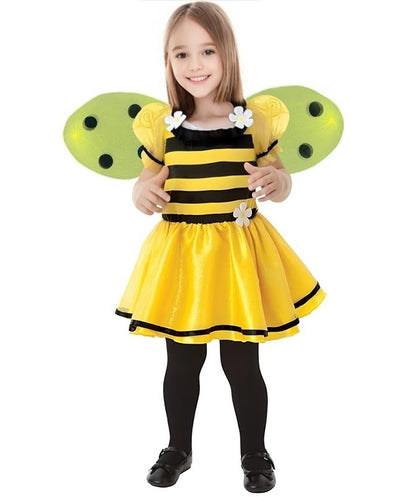 HPO Baby Cute and Cozy Bumblebee Yellow & Black Striped Bee Costume | Suitable for Halloween | Flame-retardant Synthetic Fabric