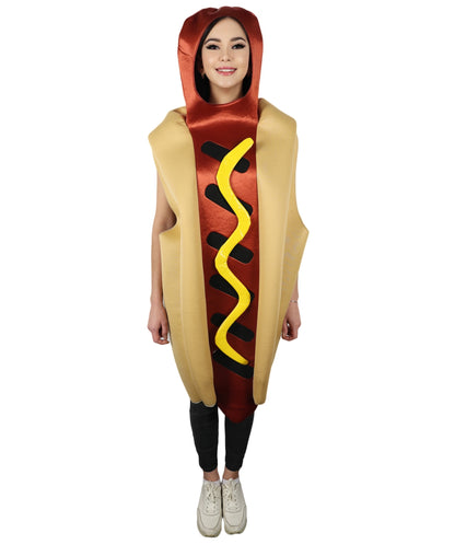 HPO Women Realistic and Comfortable Fast Food-Inspired Hot Dog Costume| Suitable for Halloween | Flame-retardant Synthetic Fabric