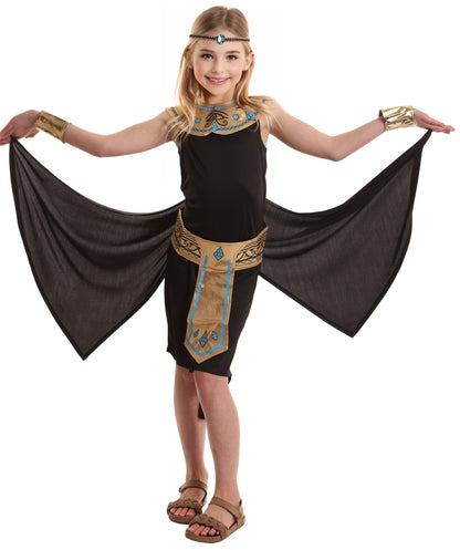 HPO Royal Pharaoh Majestic Black Egyptian Costume for Girls| Suitable for Halloween | Flame-retardant Synthetic Fabric