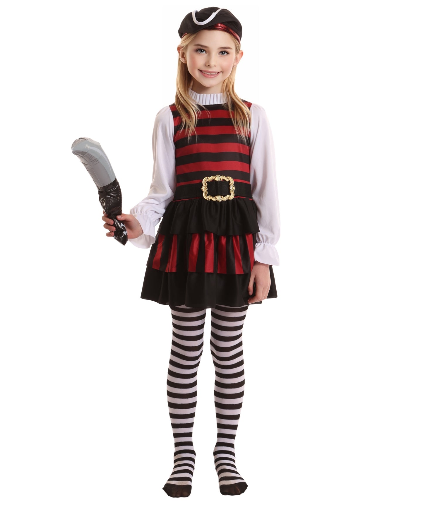 HPO Buccaneer Multicolor Pirate Costume for Girl| Suitable for Halloween | Flame-retardant Synthetic Fabric