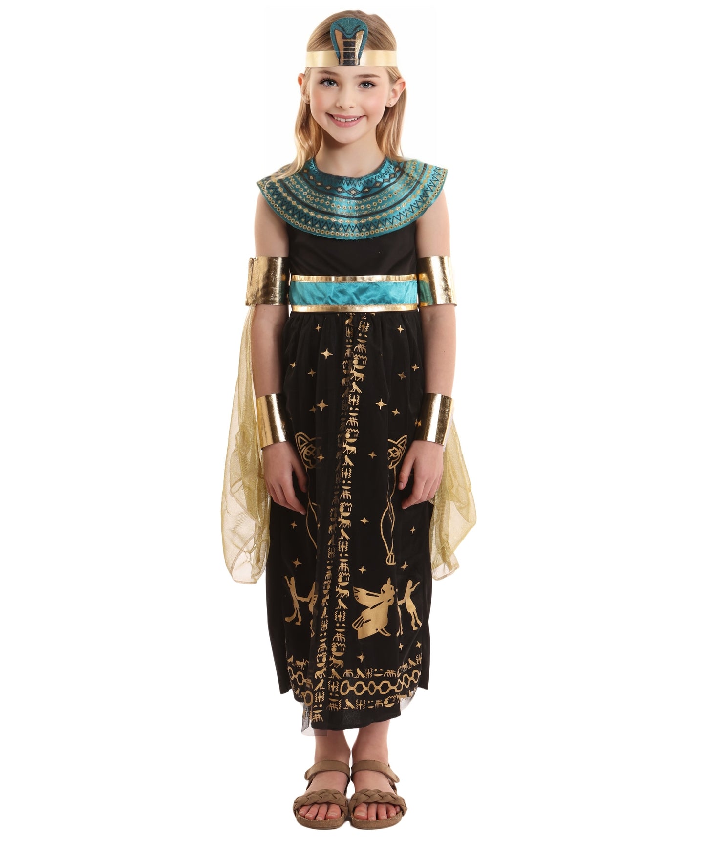 HPO Girl's Royal Black Cleopatra Costume | Suitable for Halloween | Flame-retardant Synthetic Fabric