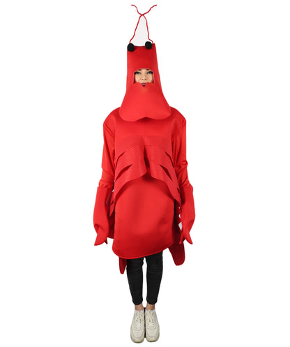HPO Adult Unisex's Sea Creature Red Lobster Costume| Suitable for Halloween | Flame-retardant Synthetic Fabric