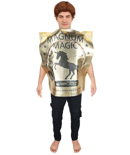 HPO Men’s Hilarious Gold Magic Condom Costume | Suitable for Halloween | Flame-retardant Synthetic Fabric