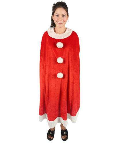 HPO Adult/Teen Women’s Festive Winter Character Costume | Red Holiday Dress with Faux Fur Trim | Lightweight Breathable Fabric –  for Parties & Stage