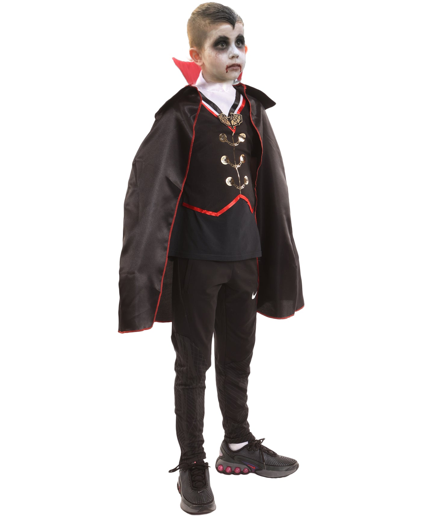 HPO Teen's Vampire Black Costume | Gothic Cape & Vest Outfit | Dark Fantasy Halloween Cosplay Attire for Stage, Party & Roleplay Events