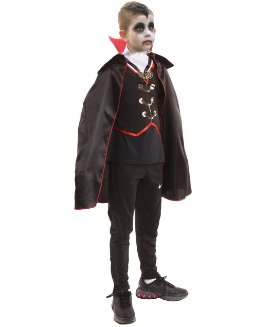 HPO Teen's Vampire Black Costume | Gothic Cape & Vest Outfit | Dark Fantasy Halloween Cosplay Attire for Stage, Party & Roleplay Events