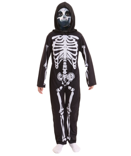 Teen Skeleton Costume | Full-Body Skeleton Print Outfit with Stretchy Synthetic Fabric | Halloween, Stage Performances & Theme Parties