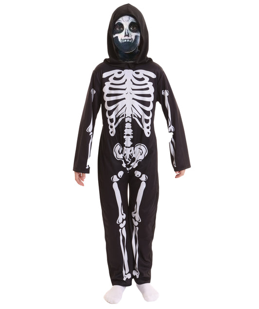 Teen Skeleton Costume | Full-Body Skeleton Print Outfit with Stretchy Synthetic Fabric | Halloween, Stage Performances & Theme Parties