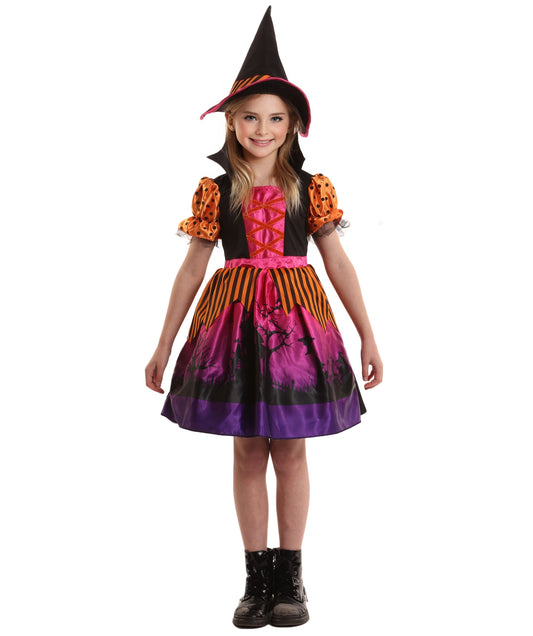 HPO Teen’s Hocus Pocus Witch Multiple Color Costume | Layered Dress with cap and Witch Hat | Halloween Cosplay Theater, Masquerade & Theme Parties