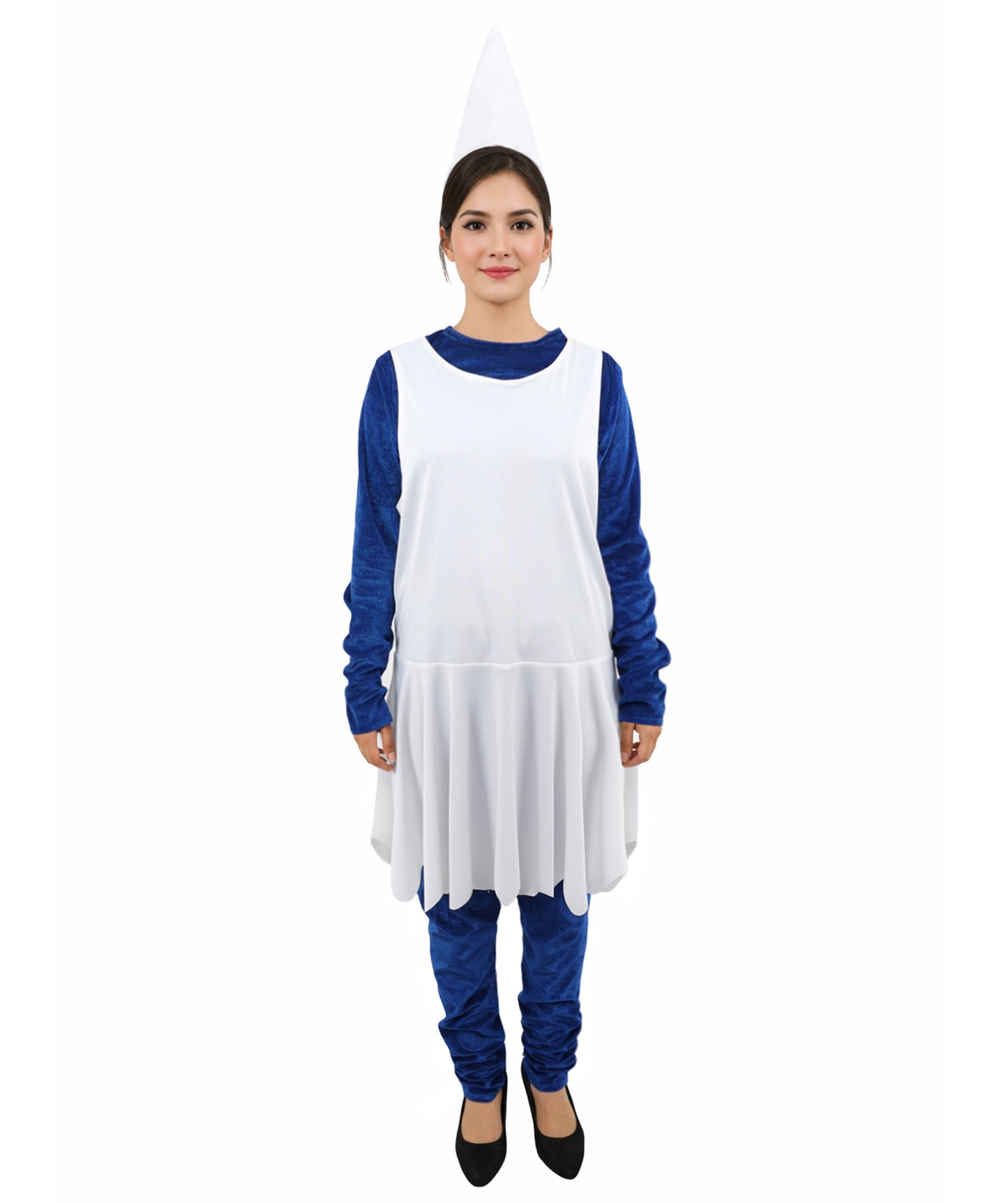 HPO Women's Dip Blue & White Fantasy Costume – Cartoon Style Outfit with White Dress | Outfit for Halloween, Cosplay & Themed Events