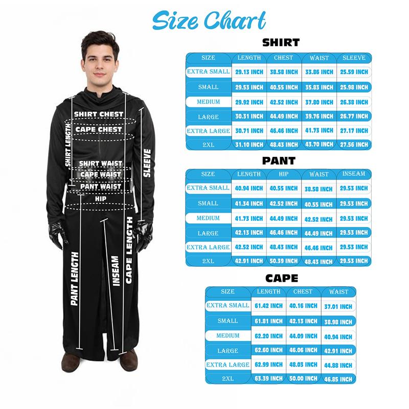 HPO Men's Galactic Space Warrior Black Costume | Flowing Black Jersey and Structured PVC Belt | Ideal for Halloween, Theater, Drag, and Sci-Fi Performance Events