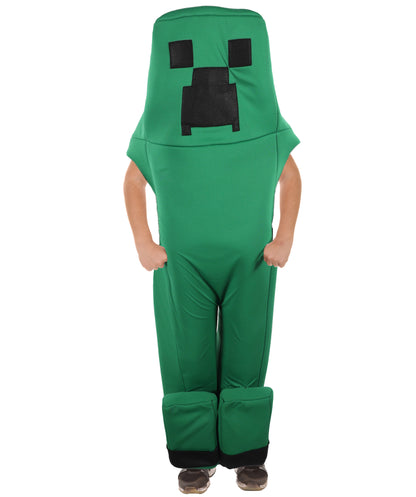 HPO Teen Pixelated Green Monster Dress | Block Pattern Digital Look Outfit for Halloween, Cosplay, and Themed Party Events