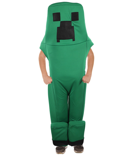 HPO Teen Pixelated Green Monster Dress | Block Pattern Digital Look Outfit for Halloween, Cosplay, and Themed Party Events
