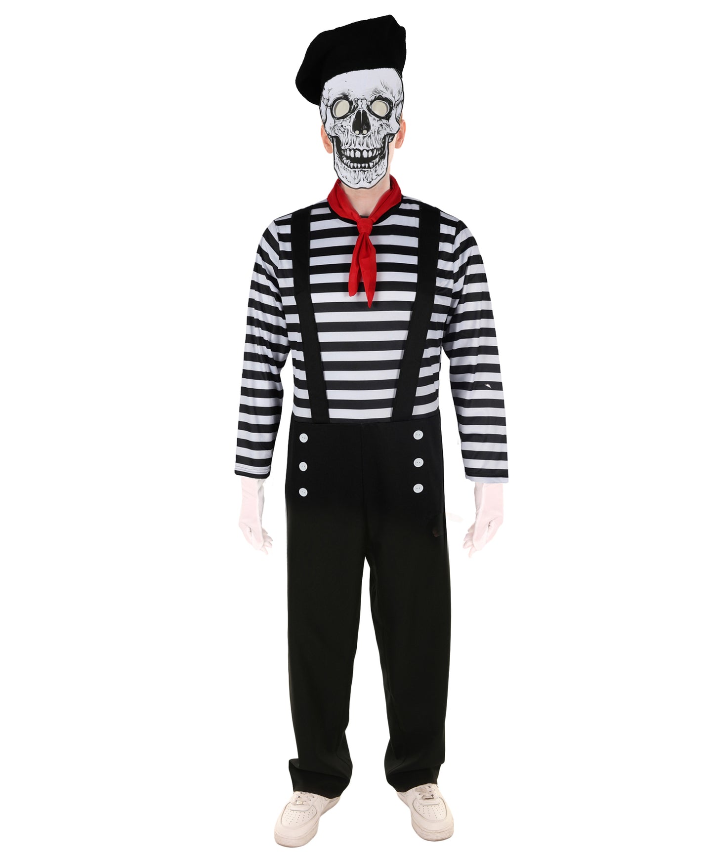 HPO Adult Men’s Classic Black and White Mime Costume – for Halloween and Themed Parties