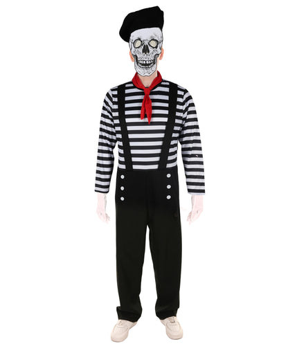 HPO Adult Men’s Classic Black and White Mime Costume – for Halloween and Themed Parties